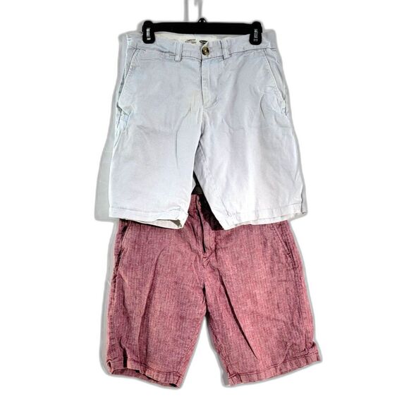 Bundle of 2 Gap White and Pink Linen Blend Ultimate Slim Chino Shorts Mens Small - Picture 1 of 7